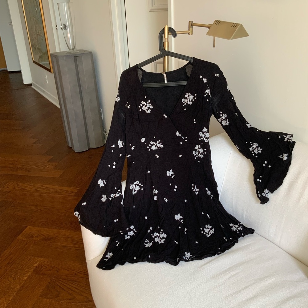 Free People Black Embroidered Dress